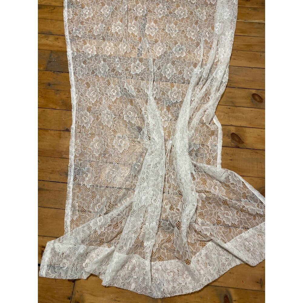 Vintage Protela Lace Curtain Panel Floral Polyester 100% 60 x 82